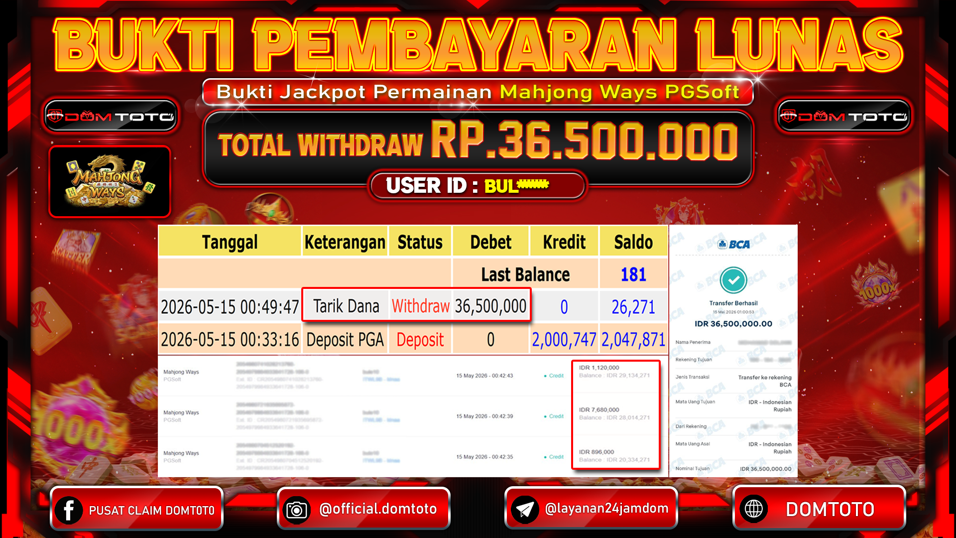 JACKPOT SLOT Mahjong Ways PGSoft 15 MAY 2026